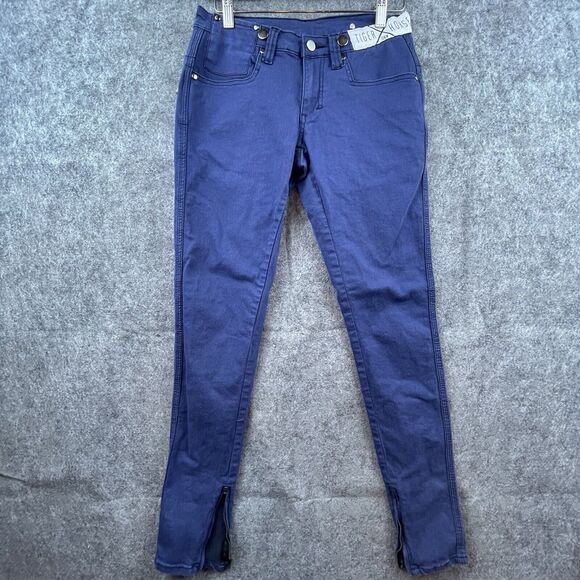 Tiger X Horse Denim Pants Mens 28 Blue Skinny Zip Ankle Flap Pocket Streetwear - Picture 1 of 10